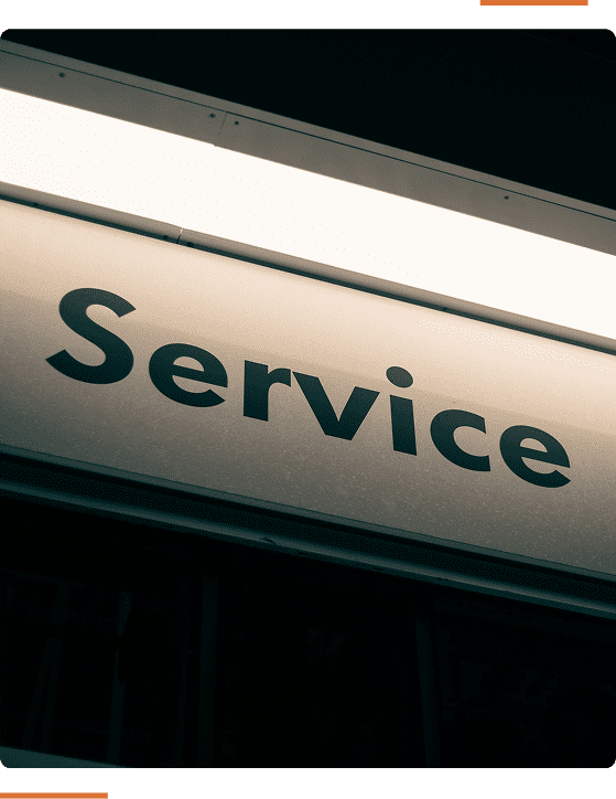 Sign displaying the word "Service" in bold letters against a glowing background.