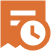 An orange document icon with a clock, symbolizing a schedule or deadline.
